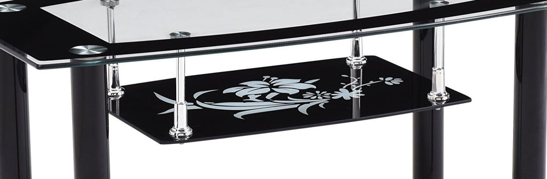 Tempered Glass Coffee Table, Two-Tier, Black