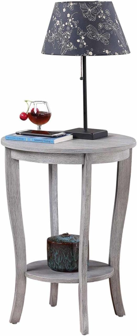 American Heritage Round End Table, Light Gray