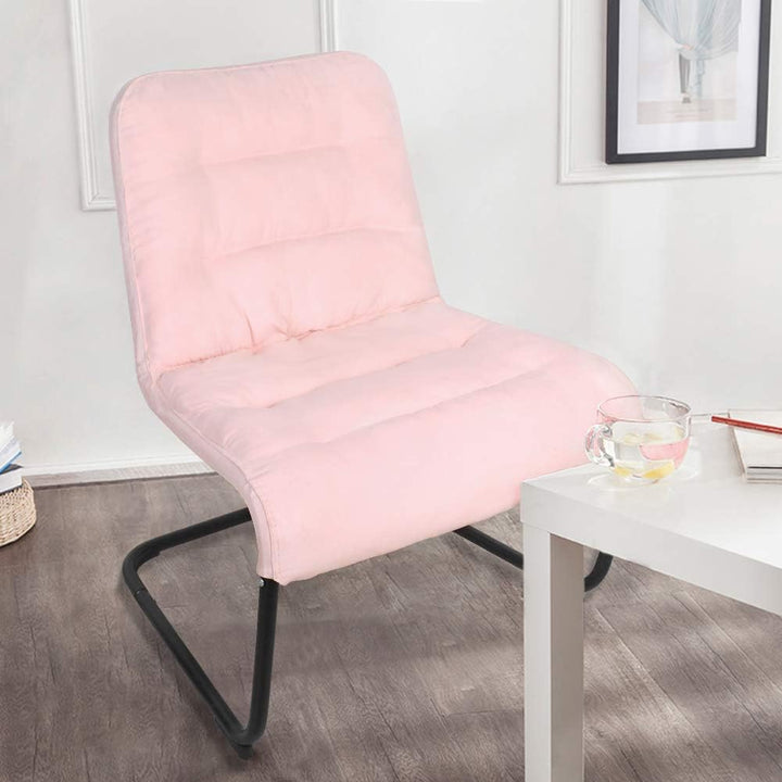 Upholstered Metal Modern Chair with Soft Cushion, Pink