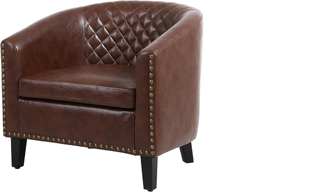 Armchair Barrel Club Chair,Modern PU Leather Accent