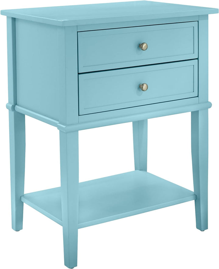 Franklin Accent Table 2 Drawers Blue