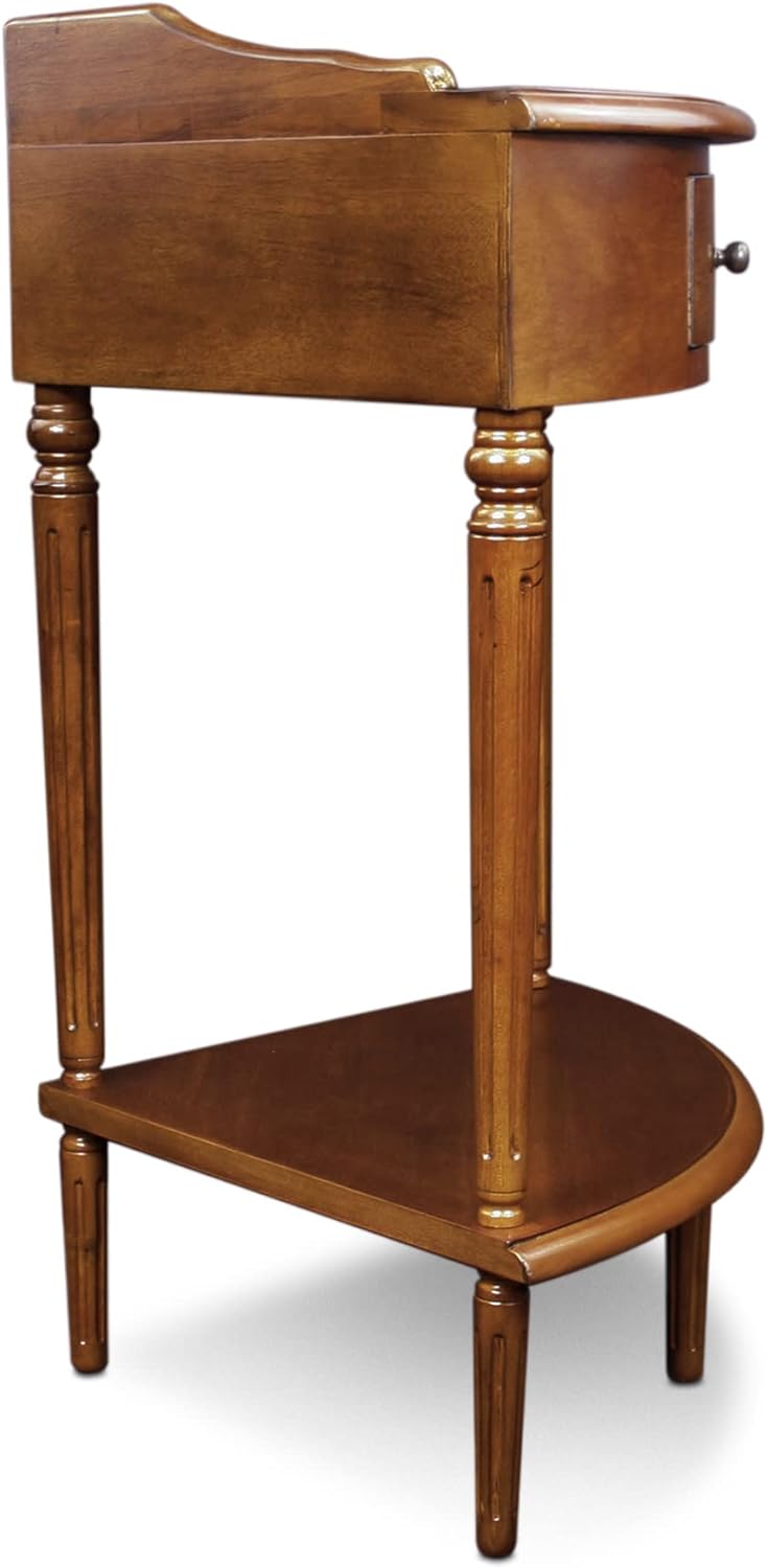 Leick Corner Accent Table with Drawer & Shelf, Pecan