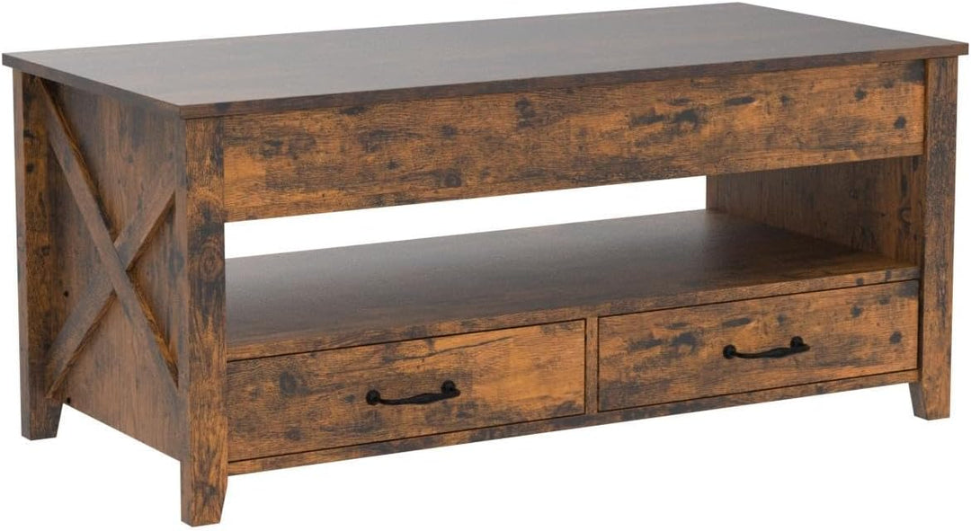 Rustic Brown Coffee Table, Rectangular Wooden Accent Table