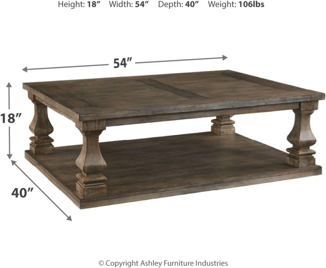 Farmhouse Coffee Table with Weathered Gray Finish, Gray