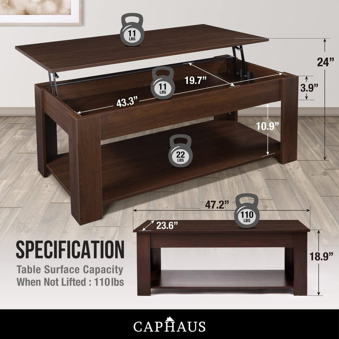 Lift Top Coffee Table with Storage, Espresso