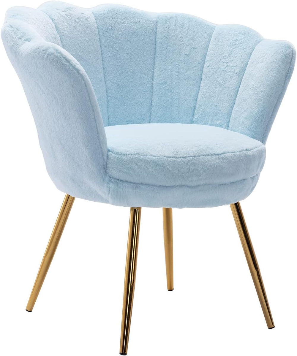 Living Room Chair, Faux Fur Mid Century Modern Retro Leisure Accent Chair(Baby Blue)