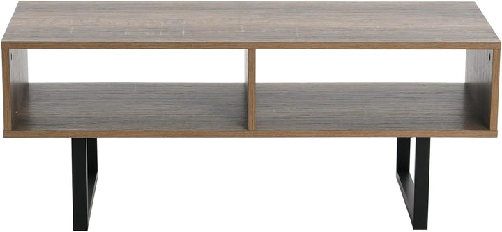 Jamestown TV Stand Coffee Table, Rustic Wood Grain and Black Metal