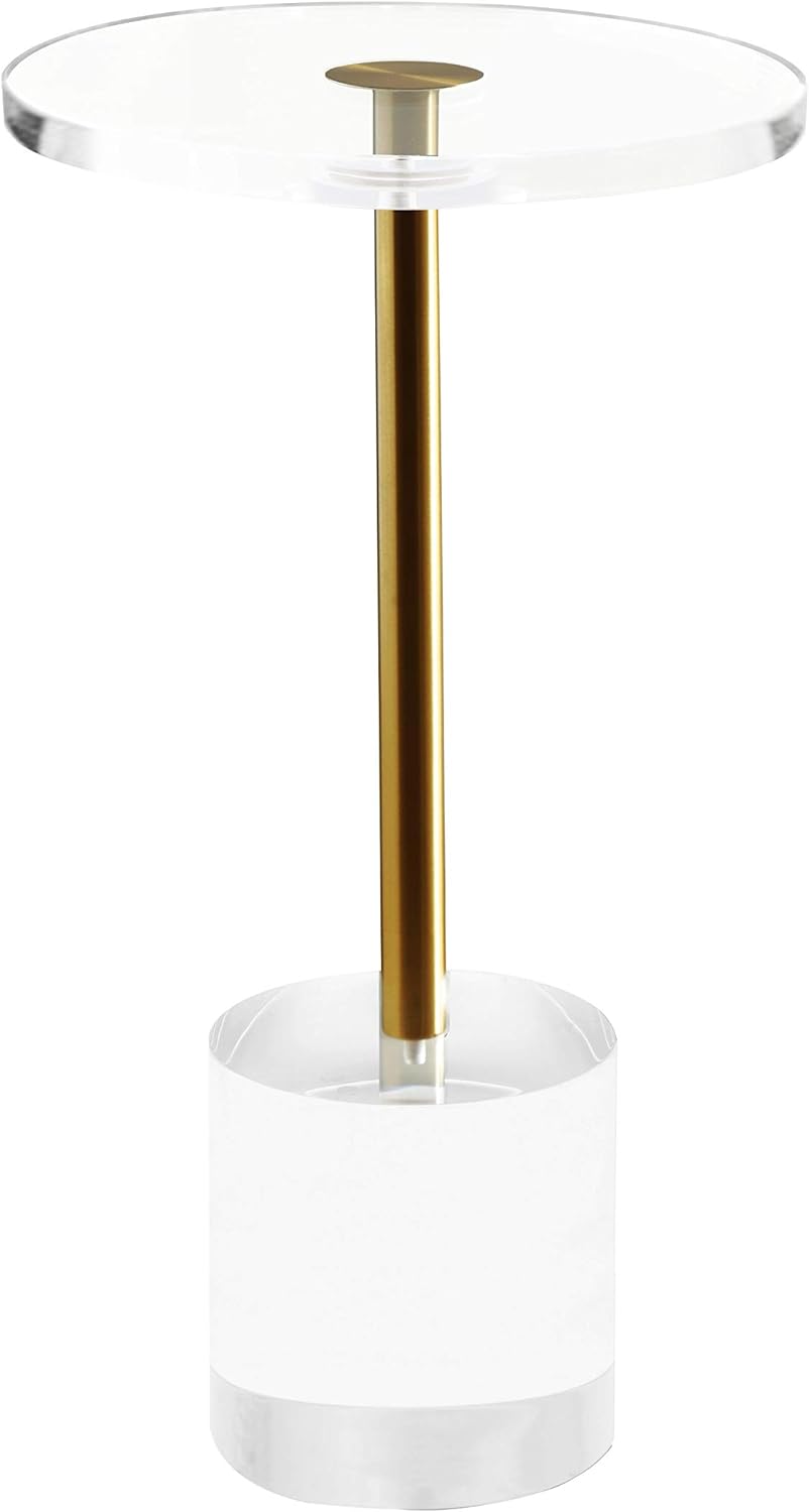 Clear Acrylic End Table,Brushed Brass Metal