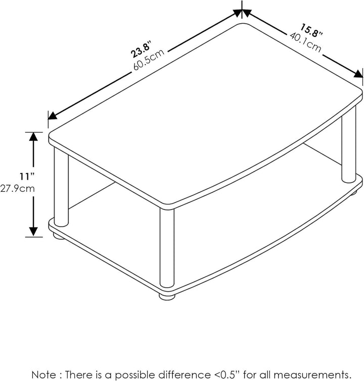 Elevated TV Stand with 2 Tiers, Plastic Round Tubes, Dark Walnut