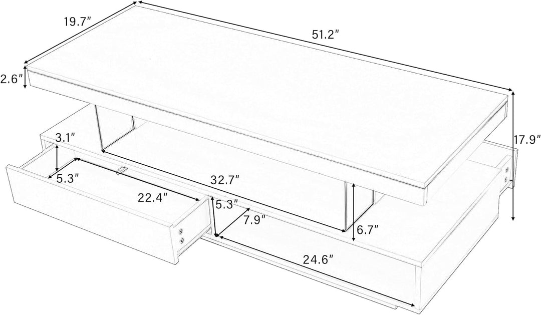 High Gloss UV Coffee Table with LED Lights, Black