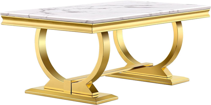 Gold Coffee Table, White and Gold Rectangle Living Room Tea Table