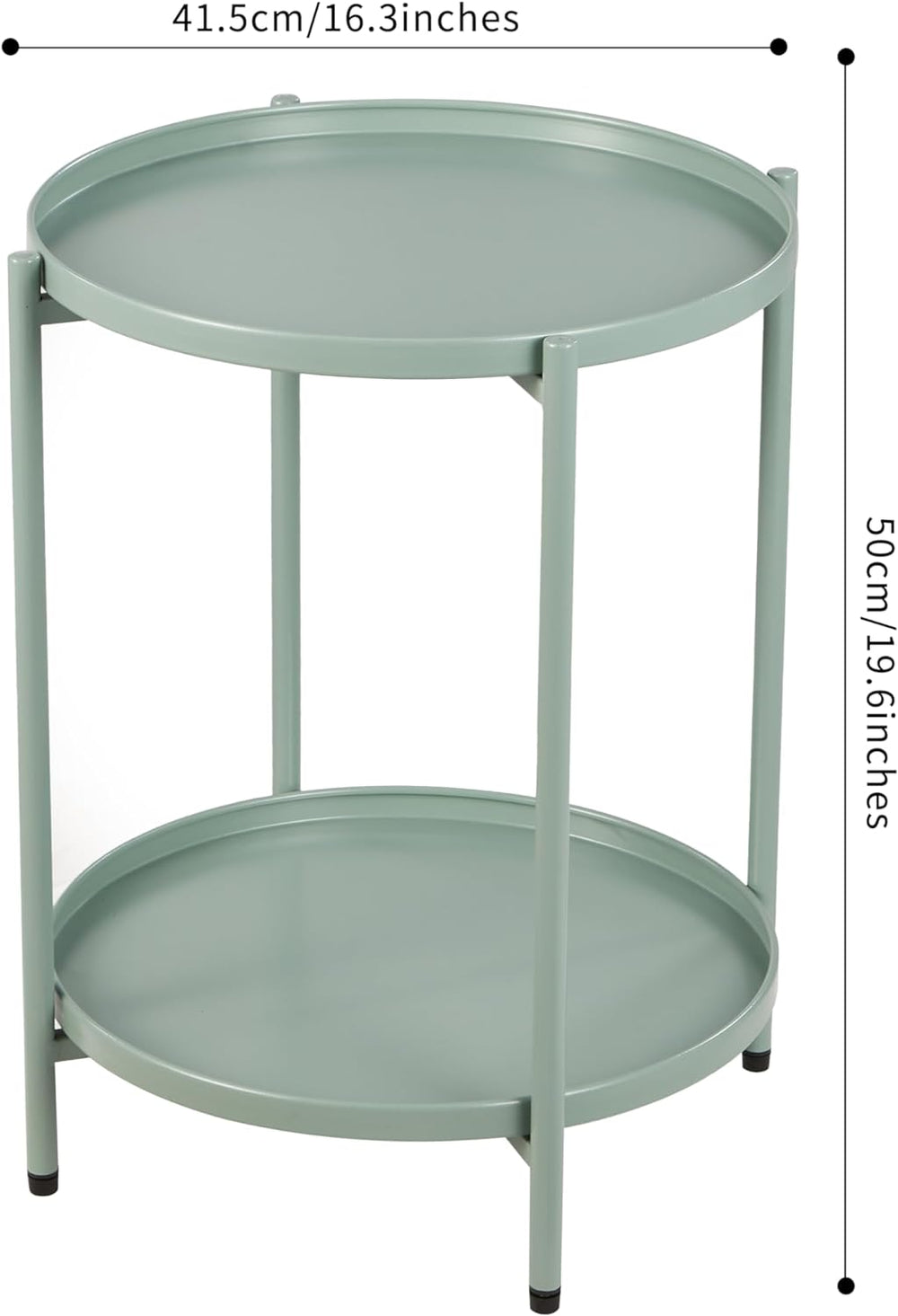 2 Tier Round Metal Side Table, Folding End Tables