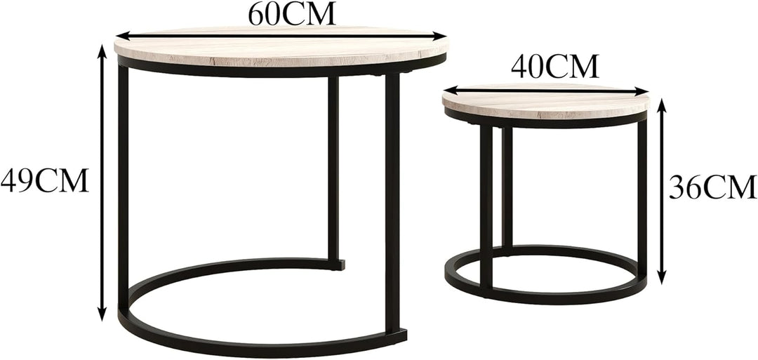 Round Coffee Table Set for Living Room, Black