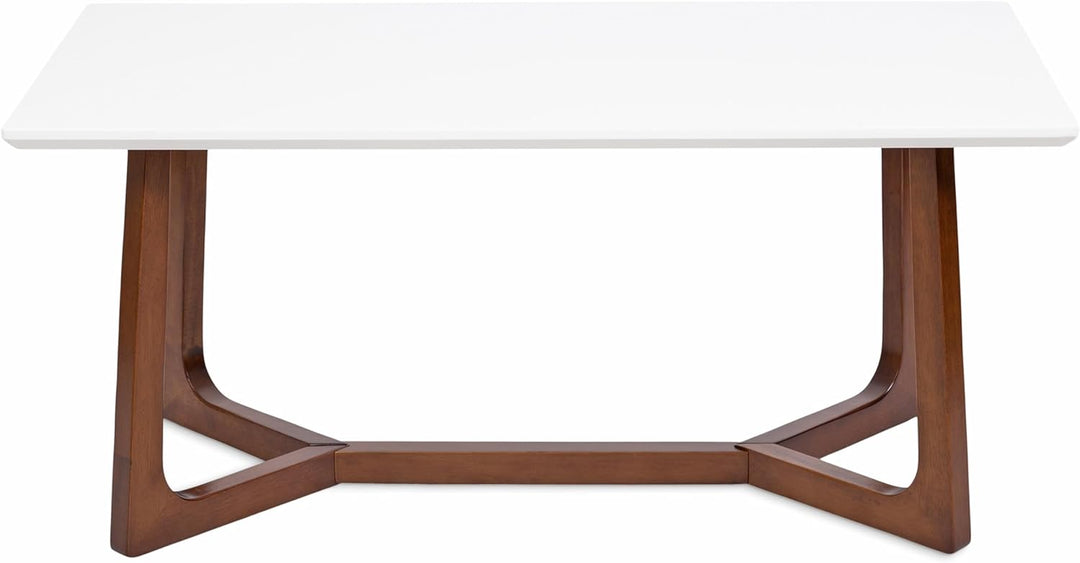 Kate and Laurel Olivant Mid-Century Modern Coffee Table, White/Walnut Brown