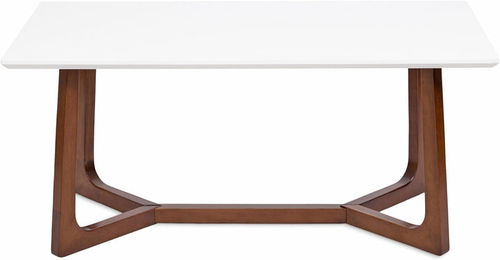 Kate and Laurel Olivant Mid-Century Modern Coffee Table, White/Walnut Brown