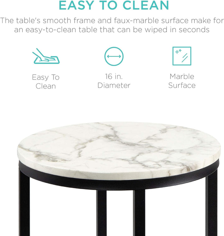 16in Faux Marble Accent Table