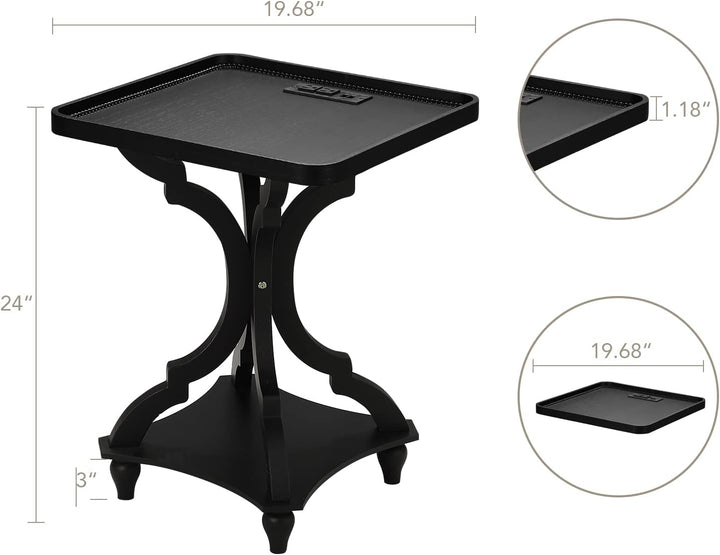 Farmhouse Accent End Table w/ Charging Station