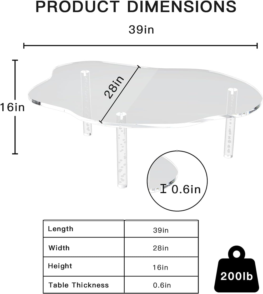 Acrylic Cloud Shape Coffee Table, Clear