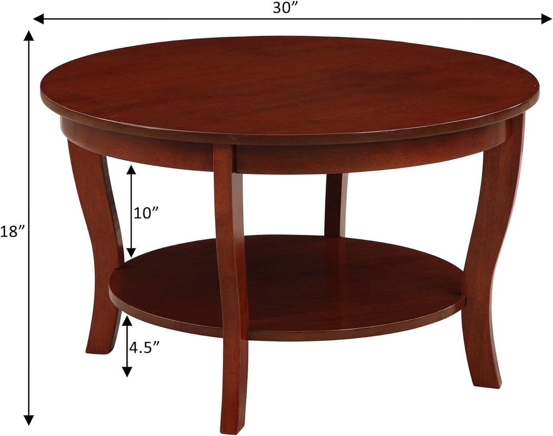 Convenience Concepts American Heritage Round Coffee Table, Mahogany