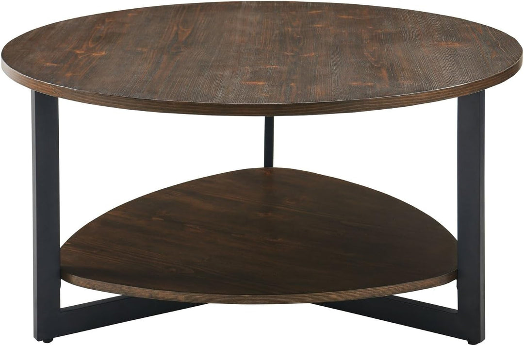 Round 35" Coffee Table, Modern Retro, Oval Storage