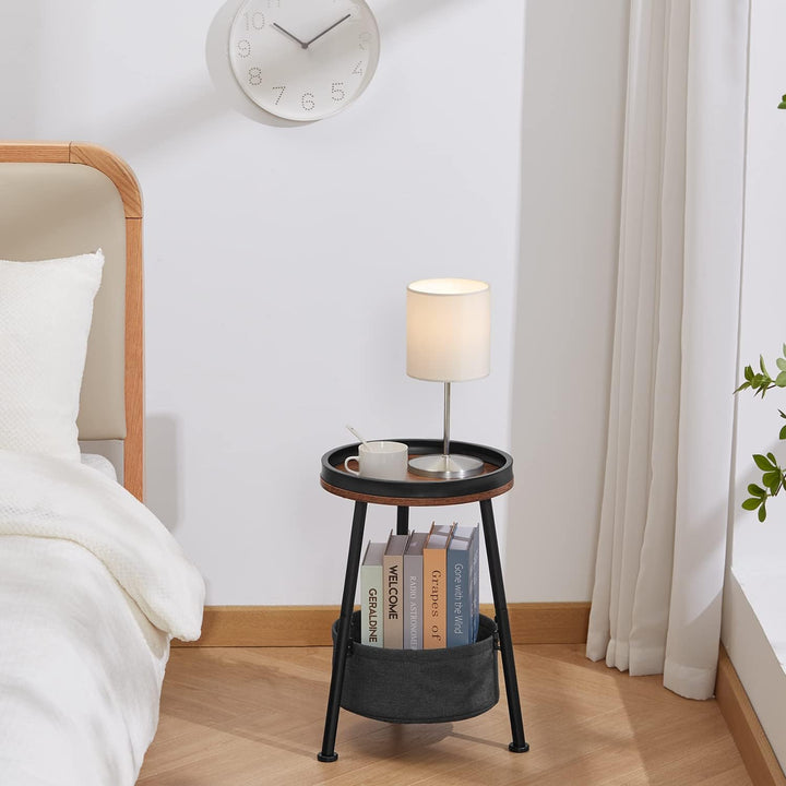 Small Round End Table, 2 Tier Side Table