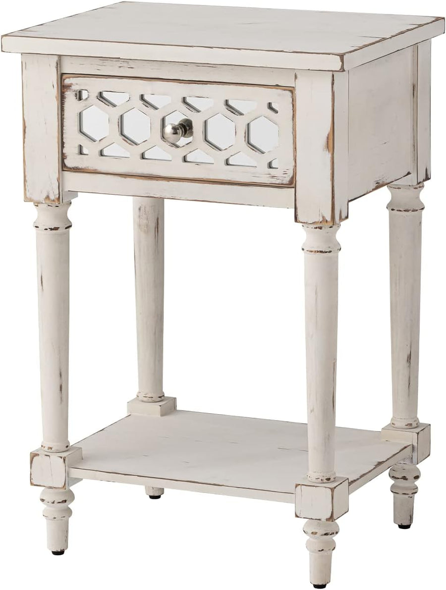 Vintage Nightstand, Farmhouse End Table, White