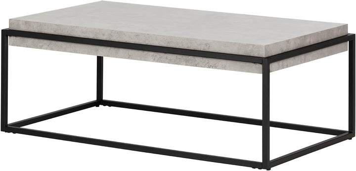 South Shore Industrial Coffee Table, Concrete Gray and Black