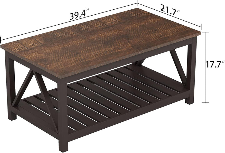 Rustic Farmhouse Coffee Table, Vintage Living Room Table, Espresso