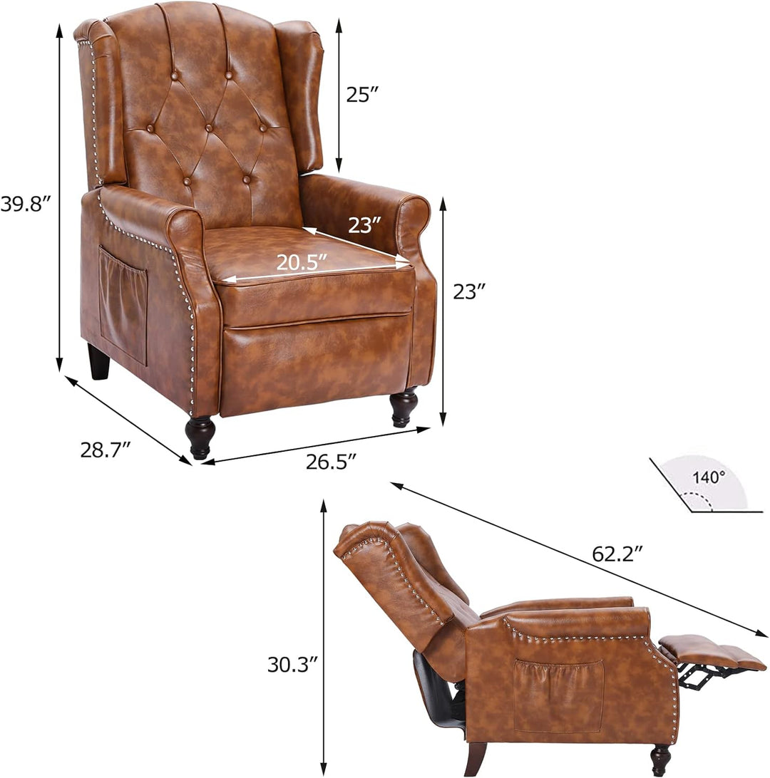 Wingback Recliner Chair, Heat Massage PU Leather Sofa