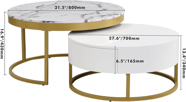 Nesting Coffee Table Set of 2, White