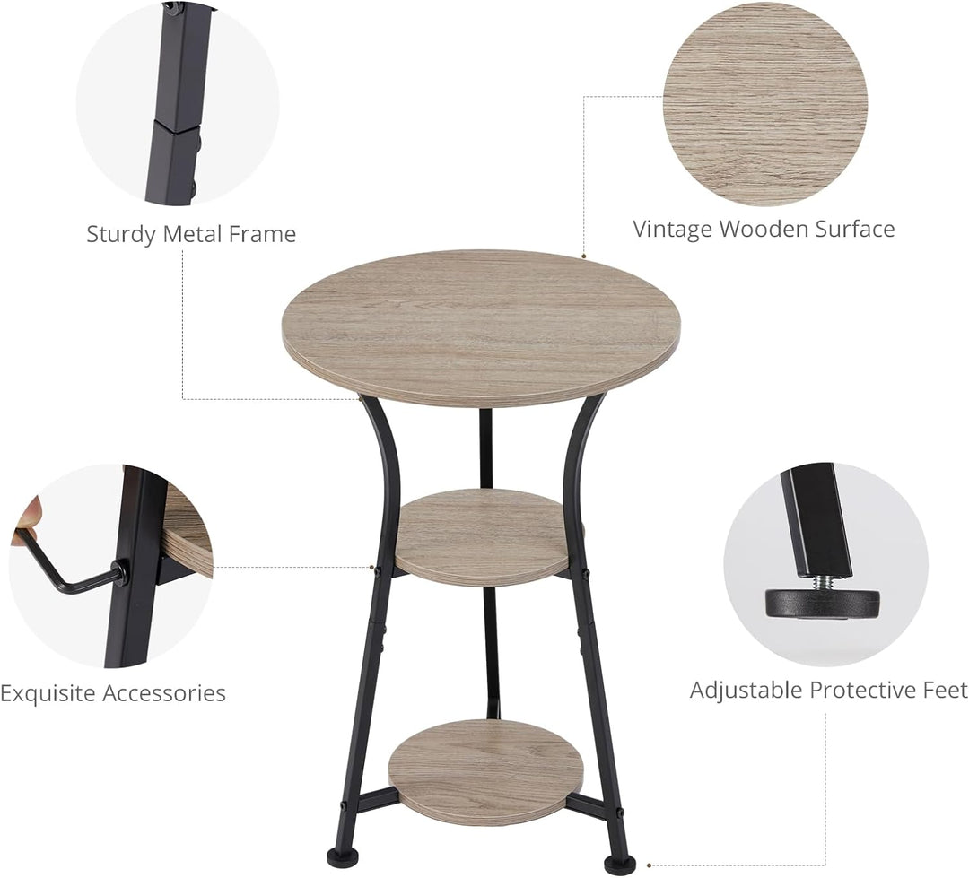 3-Tier Round Accent Table for Small Spaces