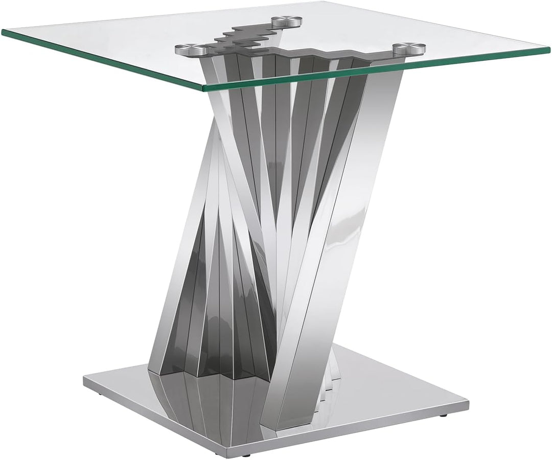 Modern Glass and Stainless Steel End Table, Gold22