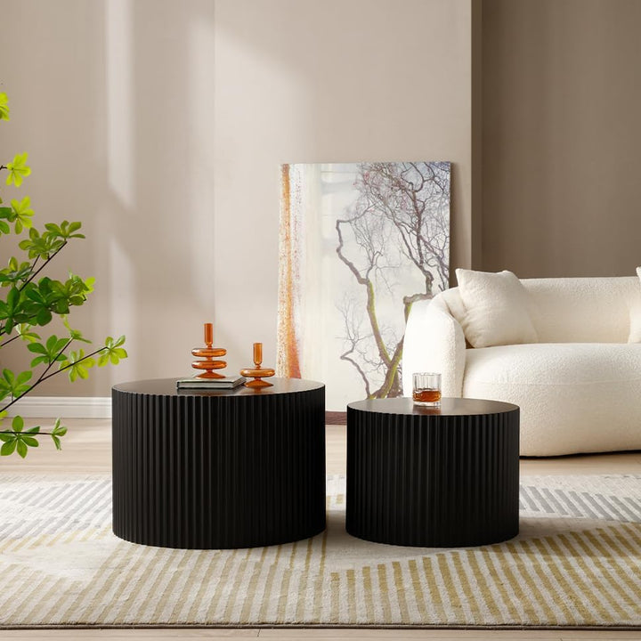 Stylish Nesting Coffee Table Set, 23.62" Black