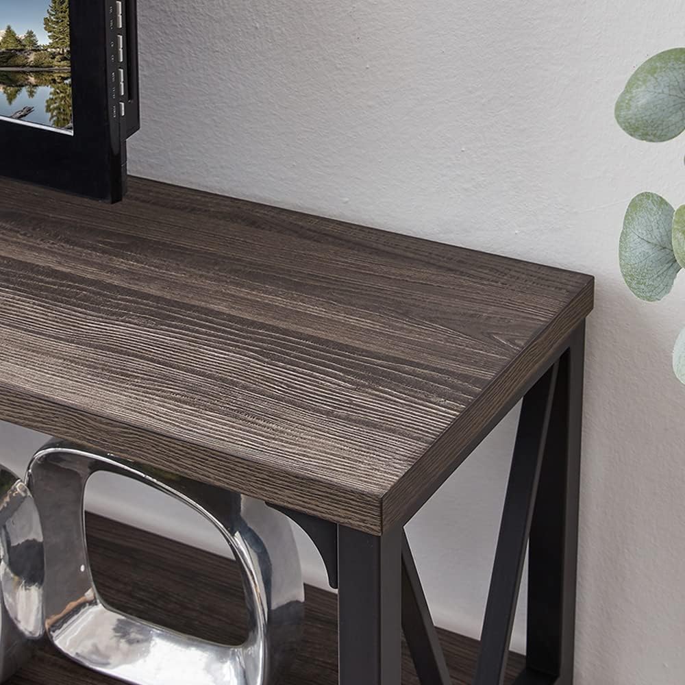 Industrial Console Table, Rustic Wood and Metal Sofa Table