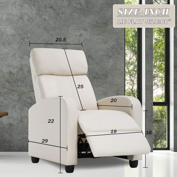 Recliner Chair Living Room Massage Recliner Leather Beige