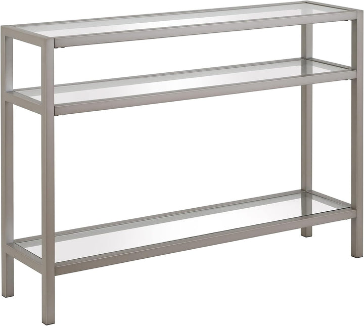 Rectangular Console Table, Entryway Accent Furniture, Satin Nickel