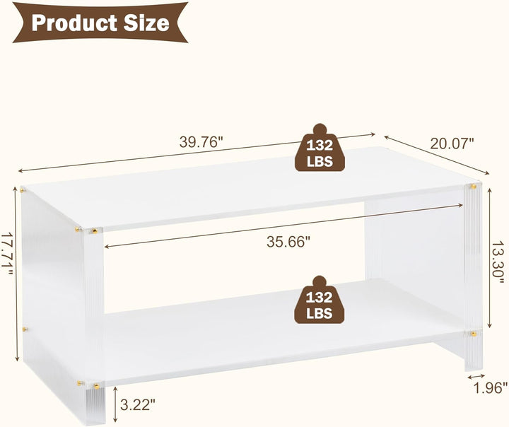 2-Tier Modern Coffee Table, Small Wooden Center Table, White