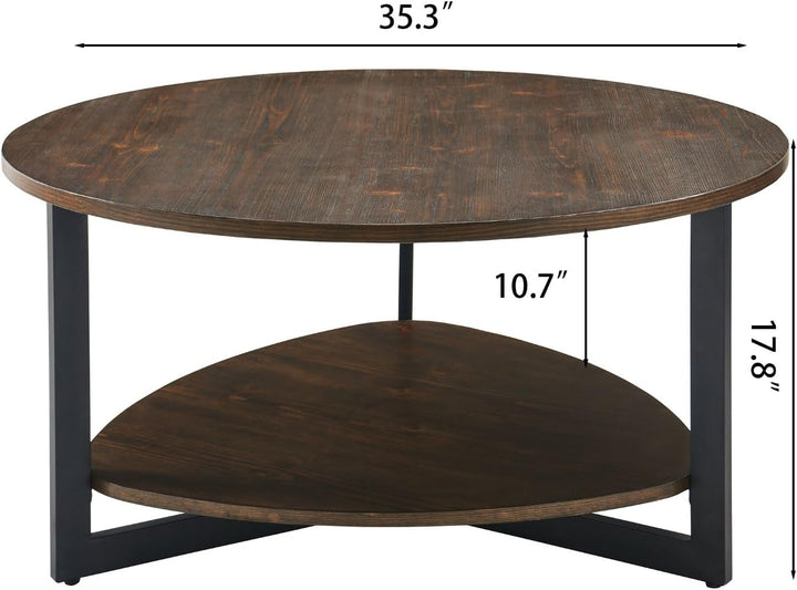 Round 35" Coffee Table, Modern Retro, Oval Storage