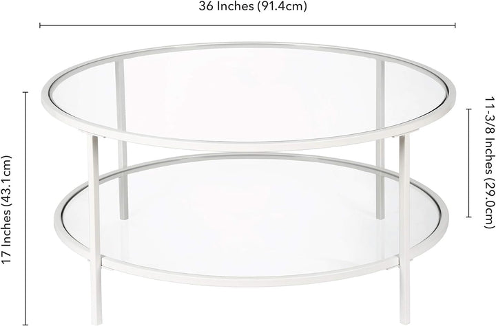 Elegant Round Coffee Table with Glass Top, Modern Design