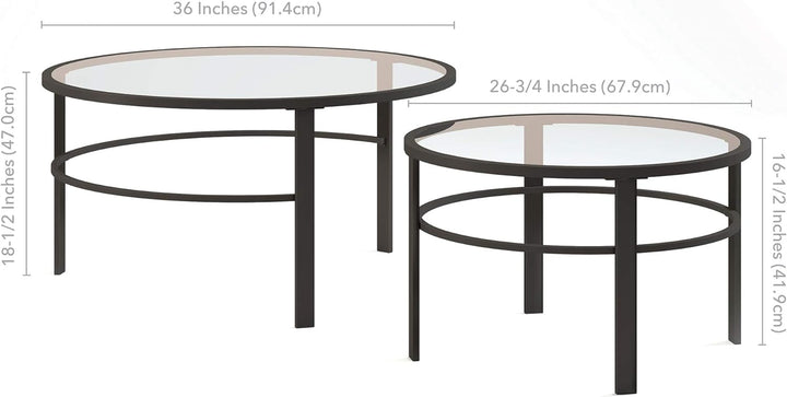 Henn&Hart Round Nested Coffee Table, Blackened Bronze