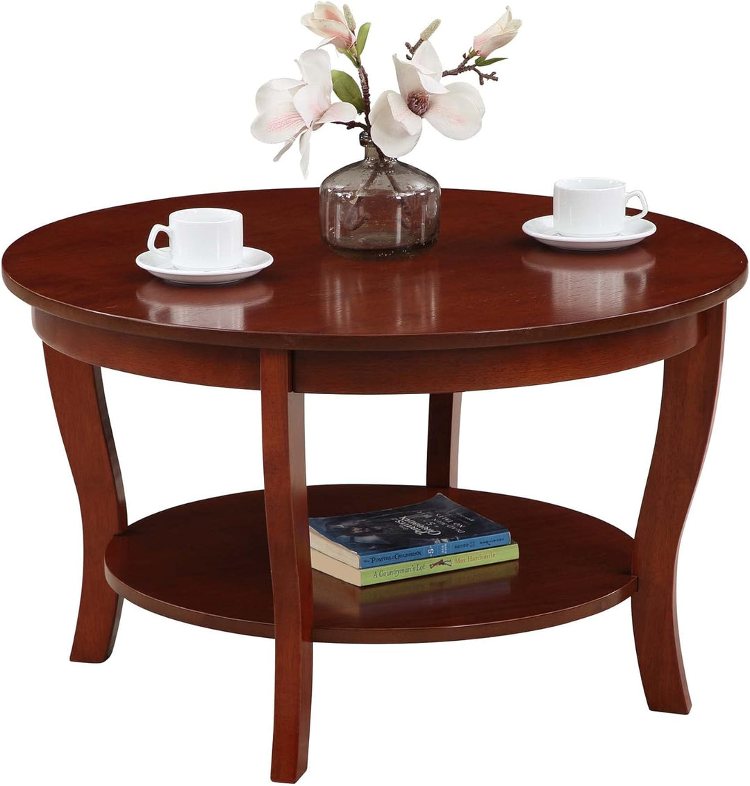 Convenience Concepts American Heritage Round Coffee Table, Mahogany