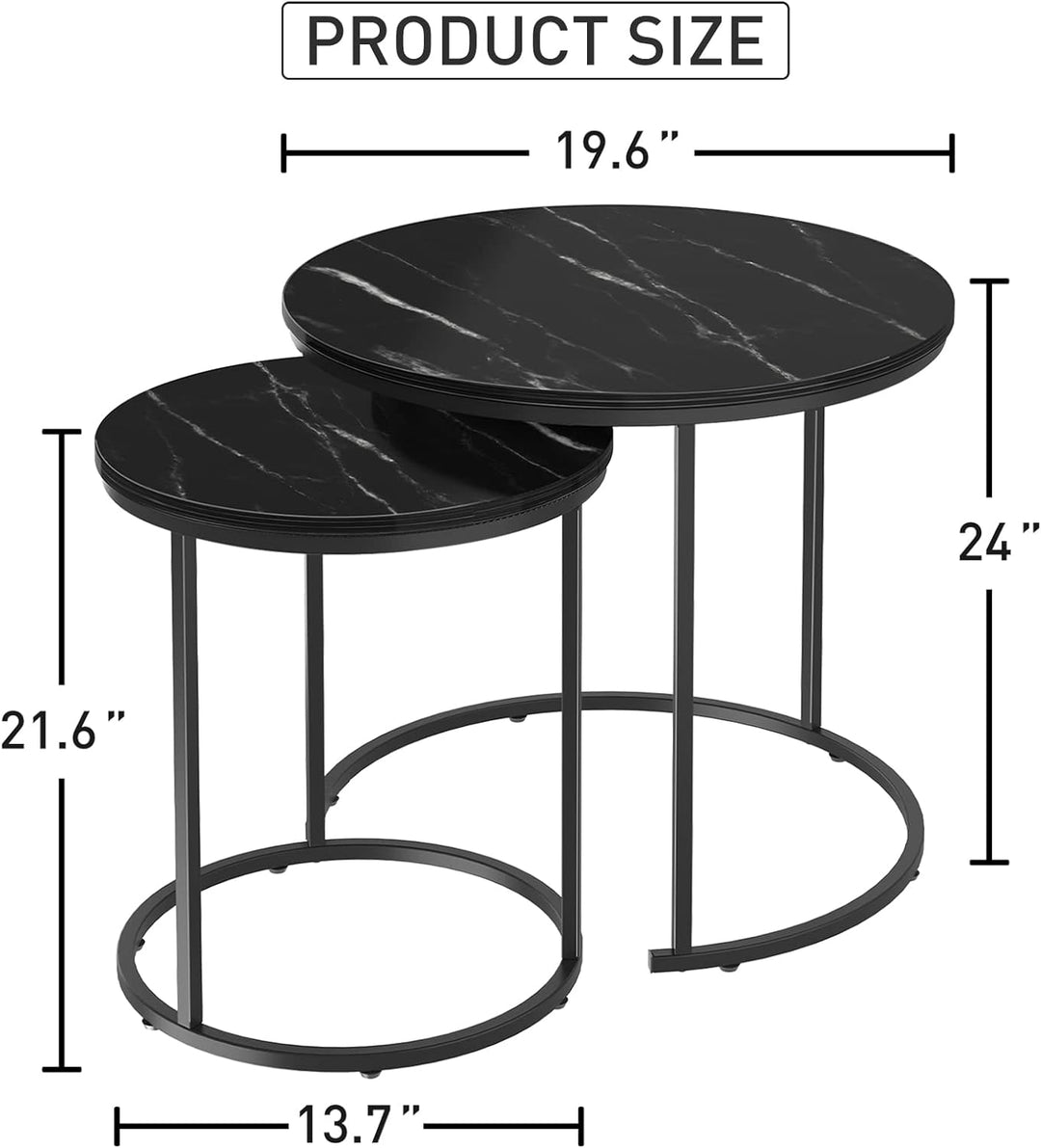 Black Marble Nesting Coffee Table Sets Side End Table