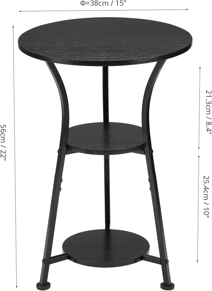 3-Tier Round Accent Table for Small Spaces, Black