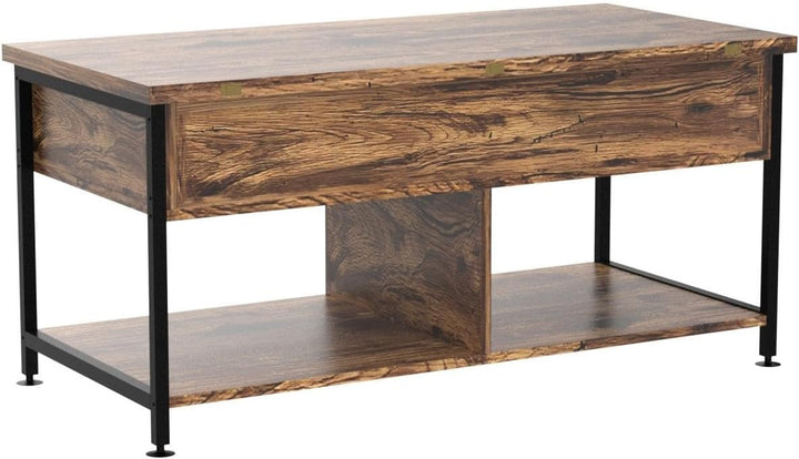 Lift-Top Coffee Table w/ Hidden Compartment, Modern Dining Table, Rustic Brown