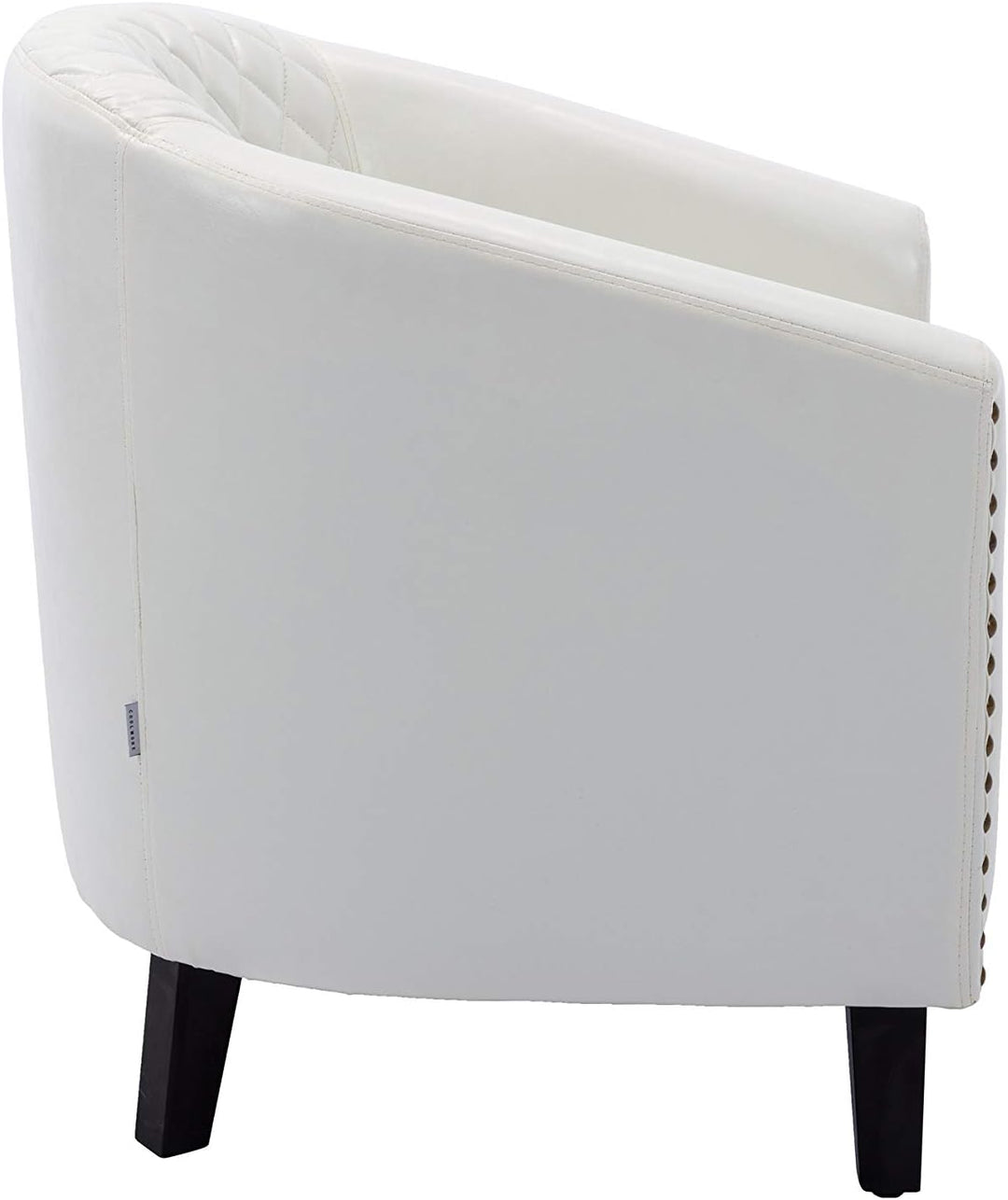 Modern White Leather Accent Arm Chair Soft Barrel