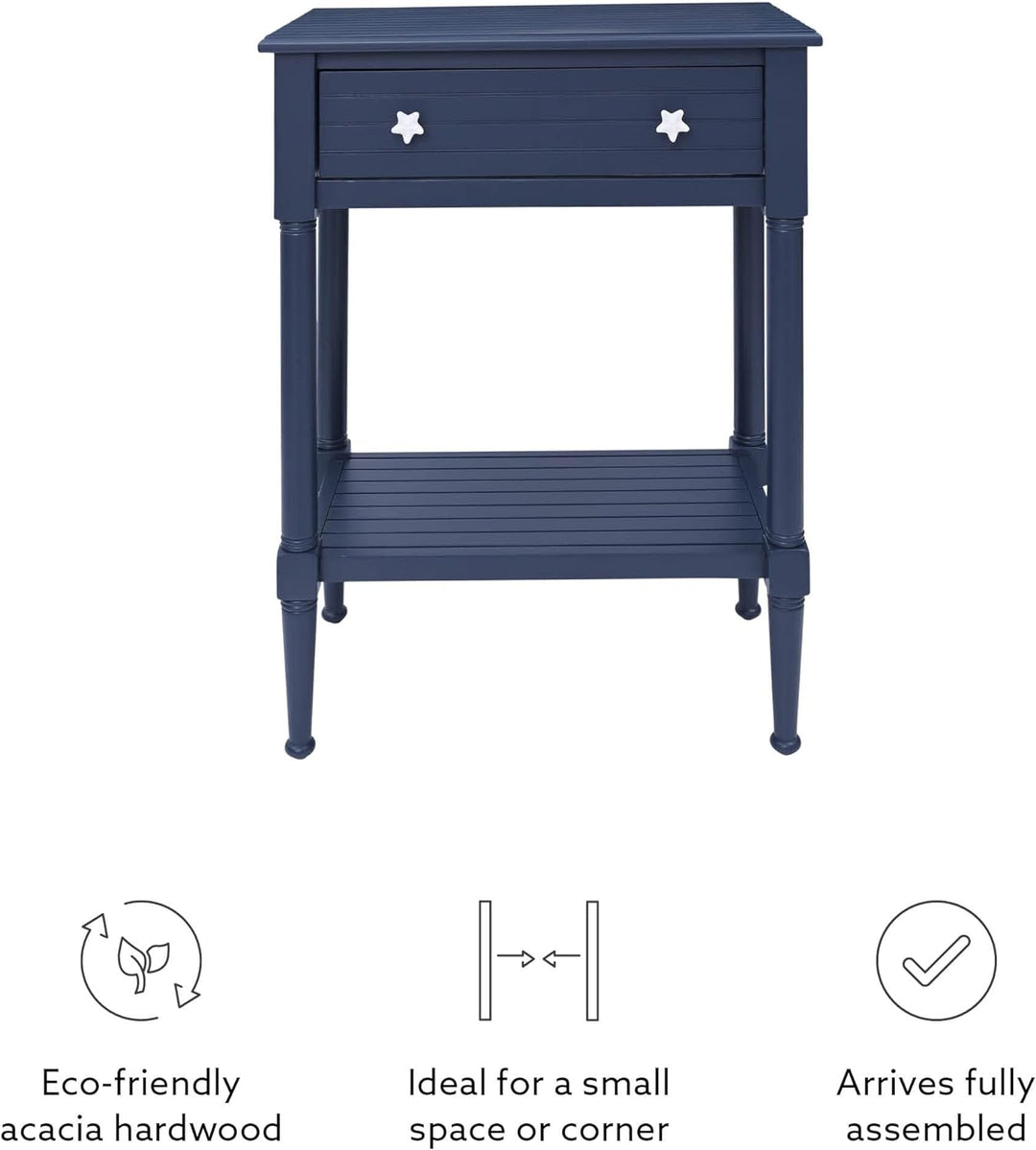 Raleigh Navy Accent Table with Storage and Pulls