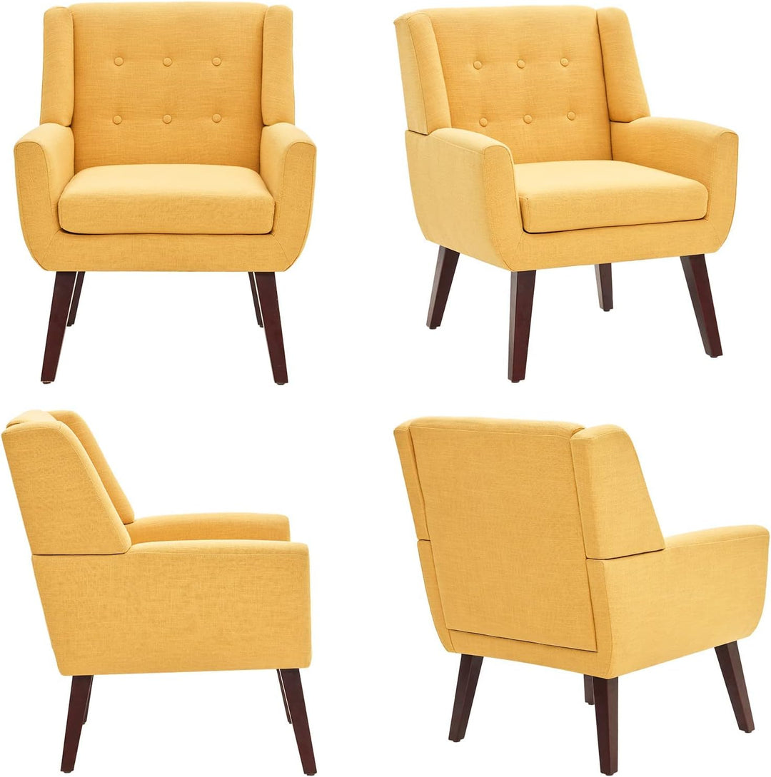 Accent Chair, Button Tufted Upholstered Sofa (Yellow)