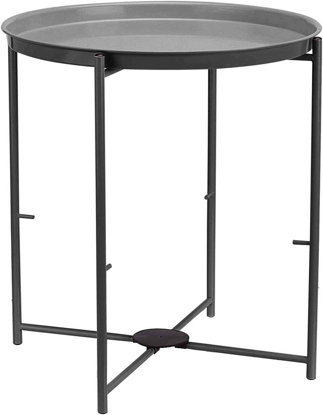 Basics Round Storage End Table, Charcoal, 17.7 x 18.9 in