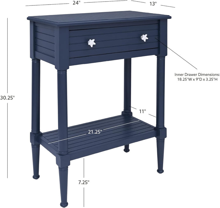 Raleigh Navy Accent Table with Storage and Pulls