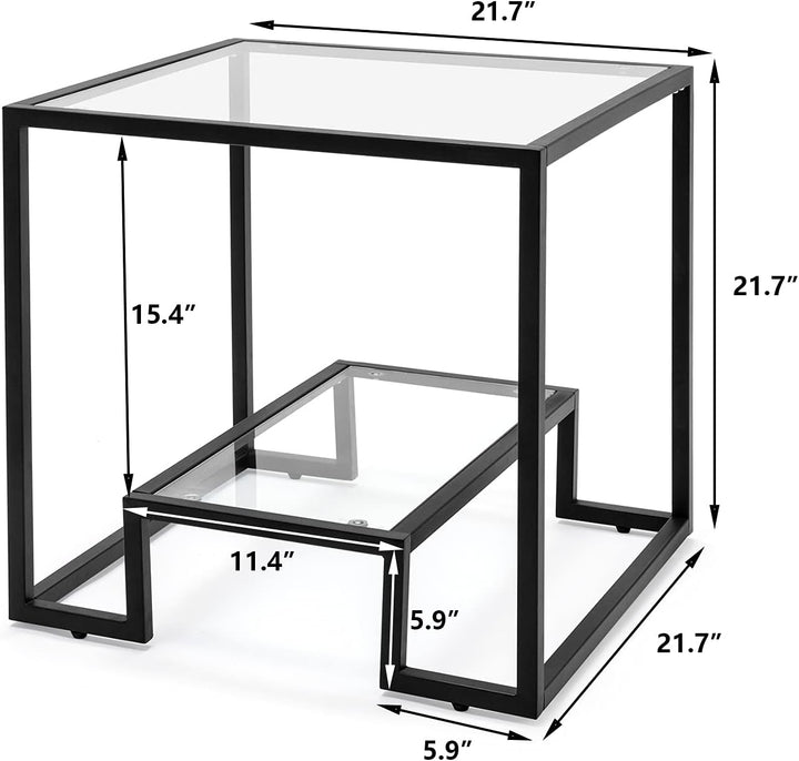 Simple Modern Glass 3-Piece Table Set, Black